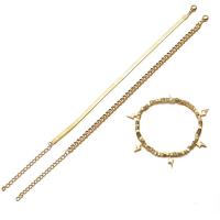 Zinc Alloy Anklet, with 2.95Inch extender chain, vintage & three pieces & Unisex, golden Approx 7.68 Inch, Approx 8.46 Inch, Approx 8.74 Inch, Approx 