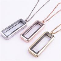 Floating Charm Necklace, Zinc Alloy, with Glass, Rectangle, plated, Unisex Approx 23.62 Inch 
