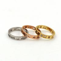 Titanium Steel Finger Ring, plated & for woman & with rhinestone US Ring 