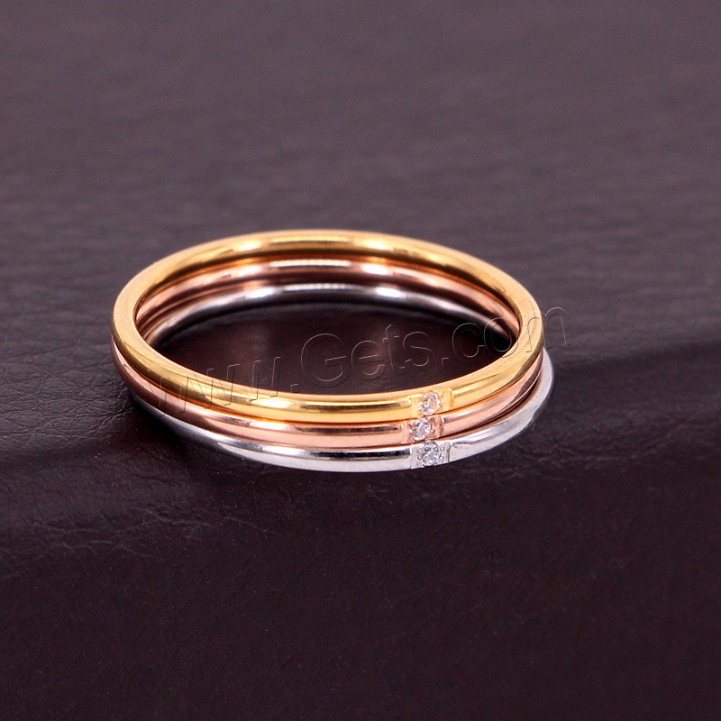 チタン鋼の指環, チタン鋼, メッキ, 異なるサイズの選択 & 女性用 & ライン石のある, 無色, サイズ:4-9, 売り手 パソコン