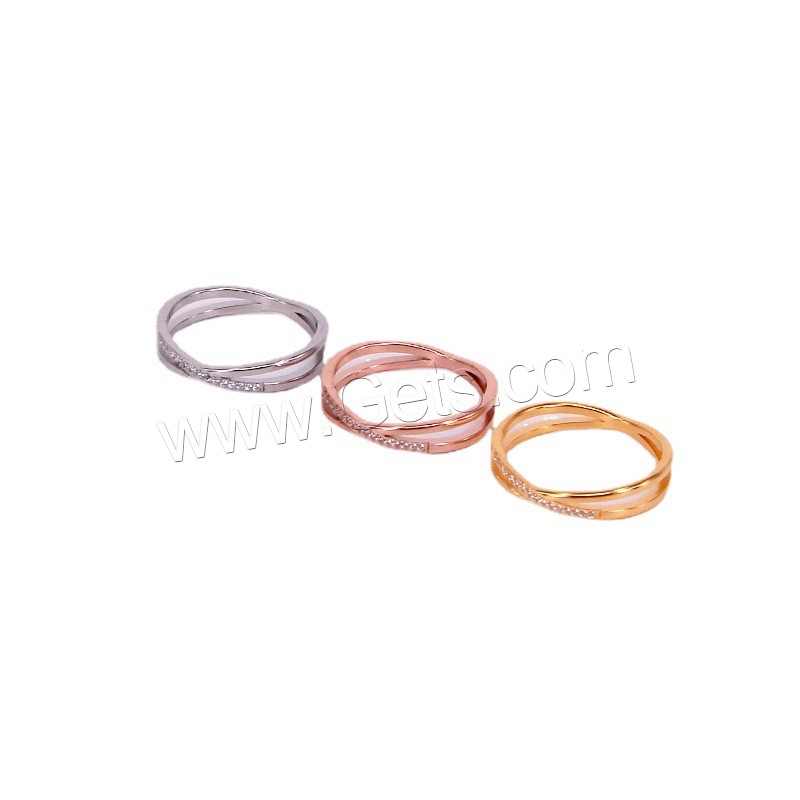 Titanium Steel Finger Ring, plated, different size for choice & for woman & with rhinestone, more colors for choice, US Ring Size:5-9, Sold By PC