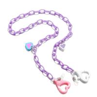 Acrylic Mask Chain Holder, with Polymer Clay, Heart, plated, anti-skidding & for children Approx 21.6 Inch 