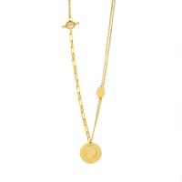 Stainless Steel Jewelry Necklace, 316 Stainless Steel, Flat Round, real gold plated, fashion jewelry & for woman, 20mm Approx 18.9 Inch 
