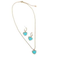 Enamel Stainless Steel Jewelry Sets, with 1.96inch extender chain, Heart, gold color plated & for woman Approx 17.7 Inch 