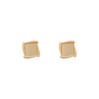 Resin Zinc Alloy Earring, with Resin, Geometrical Pattern, gold color plated & for woman, 22mm 