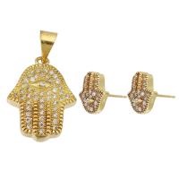 Cubic Zirconia Micro Pave Brass Jewelry Sets & micro pave cubic zirconia, original color 