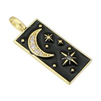 Cubic Zirconia Micro Pave Brass Pendant, Rectangle, gold color plated, micro pave cubic zirconia & enamel Approx 2mm 