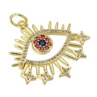Cubic Zirconia Micro Pave Brass Pendant, Eye, gold color plated, micro pave cubic zirconia & hollow Approx 5mm 