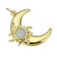 Brass Jewelry Pendants, with Shell, Moon, gold color plated Approx 3mm 