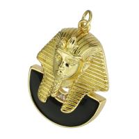 Cubic Zirconia Micro Pave Brass Pendant, Sphinx, gold color plated, micro pave cubic zirconia & enamel Approx 3.5mm 