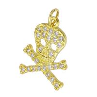 Cubic Zirconia Micro Pave Brass Pendant, Skull, gold color plated, micro pave cubic zirconia & hollow Approx 4mm 