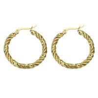 Stainless Steel Hoop Earring, gold color plated, for woman, 3*34mm 