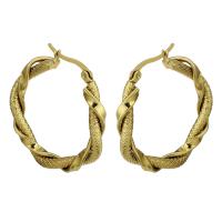 Boucle d'oreille en acier inoxydable Hoop, Placage de couleur d'or, pour femme, 5*39mm, Vendu par paire
