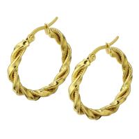 Boucle d'oreille en acier inoxydable Hoop, Placage de couleur d'or, pour femme, 4*35mm, Vendu par paire