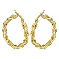 Stainless Steel Hoop Earring, gold color plated, for woman, 5*36mm 