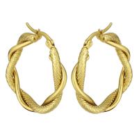 Boucle d'oreille en acier inoxydable Hoop, Placage de couleur d'or, pour femme, 5*32mm, Vendu par paire