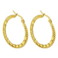 Edelstahl Hoop Ohrringe, goldfarben plattiert, für Frau, 32*34mm, verkauft von Paar