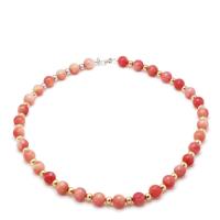 Gemstone Necklaces, Natural Stone, with Zinc Alloy, for woman, pink .5 cm 