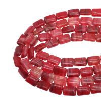 Dyed Marble Beads, Square, imitation argentina rhodochrosite & DIY, red cm 