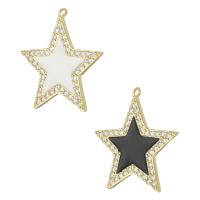 Cubic Zirconia Micro Pave Brass Pendant, Star, gold color plated, DIY & micro pave cubic zirconia & enamel Approx 1.5mm 