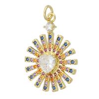 Cubic Zirconia Micro Pave Brass Pendant, gold color plated, DIY & micro pave cubic zirconia, multi-colored Approx 3mm 