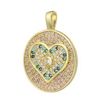 Cubic Zirconia Micro Pave Brass Pendant, gold color plated, DIY & micro pave cubic zirconia, multi-colored Approx 2mm 