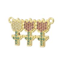 Cubic Zirconia Micro Pave Brass Connector, gold color plated, DIY & micro pave cubic zirconia, multi-colored Approx 1.5mm 