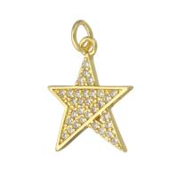 Cubique Pendentif en laiton zircon pavent, étoile, Placage de couleur d'or, DIY & pavé de micro zircon, doré Environ 3mm, Vendu par PC