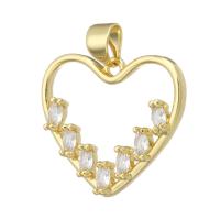 Cubic Zirconia Micro Pave Brass Pendant, Heart, gold color plated, DIY & micro pave cubic zirconia, golden Approx 3mm 