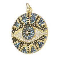 Cubic Zirconia Micro Pave Brass Pendant, Round, gold color plated, DIY & micro pave cubic zirconia, multi-colored Approx 2mm 