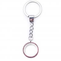 Stainless Steel Key Chain, 304 Stainless Steel, with Glass, Round, Vacuum Ion Plating, Unisex & with rhinestone 95.5mm 