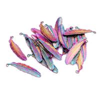 Zinc Alloy Necklace, Feather, colorful plated, Unisex multi-colored Approx 17.72 Inch 