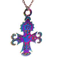 Zinc Alloy Necklace, Cross, colorful plated, Unisex multi-colored Approx 17.72 Inch 