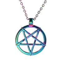 Zinc Alloy Necklace, pentagram, Unisex & hollow, multi-colored Approx 17.72 Inch 