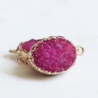 Natural Agate Druzy Connector, with Brass, plated, DIY - 