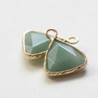 Gemstone Brass Pendants, with Brass, Triangle, gold color plated, DIY & faceted 