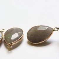 Agate Brass Pendants, with Brass, Teardrop, gold color plated, DIY & faceted 
