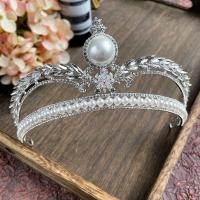 Bridal Tiaras, Zinc Alloy, with Plastic Pearl, for woman & with rhinestone 