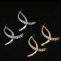 Zinc Alloy Rhinestone Drop Earring, Fish, plated, Korean style & for woman & with rhinestone 