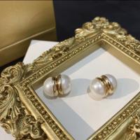 Kunststoff Perle Zink Legierung Ohrring, Zinklegierung, mit Kunststoff Perlen, goldfarben plattiert, Koreanischen Stil & für Frau, 10x10mm, verkauft von Paar