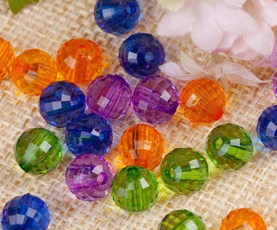Perles acryliques transparentes, Acrylique, Rond, normes différentes pour le choix & facettes, plus de couleurs à choisir, 500/sol, Vendu par sol