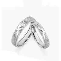Couple Finger Rings, 925 Sterling Silver, platinum color plated, Adjustable & frosted 