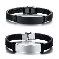304 Stainless Steel Bracelet, with PU Leather, for man Approx 21.5 cm, Approx 21 cm 