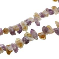 Gemischte Farbe Quarz Perlen, Edelstein, mit Amethyst & Gelbquarz Perlen, Unregelmäßige, DIY, gemischte Farben, 25x15x12mm, Länge:38 cm, verkauft von Strang