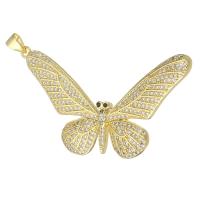 Colgante de Micro Pavé de Zirconía Cúbica, metal, Mariposa, chapado en color dorado, Bricolaje & micro arcilla de zirconia cúbica, dorado, 48x27x3.5mm, agujero:aproximado 3mm, Vendido por UD