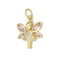 Cubic Zirconia Micro Pave Brass Pendant, gold color plated, DIY & micro pave cubic zirconia, golden Approx 3mm 