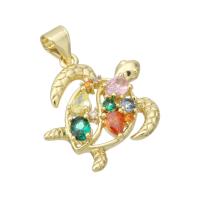 Cubique Pendentif en laiton zircon pavent, tortue, Placage de couleur d'or, DIY & pavé de micro zircon, multicolore Environ 3mm, Vendu par PC