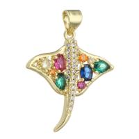 Cubic Zirconia Micro Pave Brass Pendant, gold color plated, DIY & micro pave cubic zirconia, multi-colored Approx 3mm [