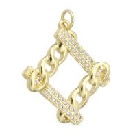 Befestigter Zirkonia Messing Anhänger, goldfarben plattiert, DIY & Micro pave Zirkonia, goldfarben, 23x25x3mm, Bohrung:ca. 3mm, verkauft von PC