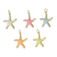 Enamel Brass Pendants, Starfish, gold color plated, DIY, golden Approx 3mm 